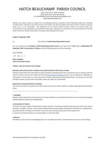Hatch Beauchamp Agenda 10 September 2025 for Councillors