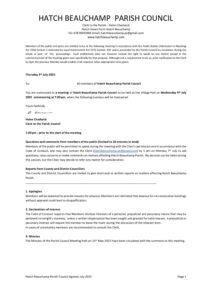 Hatch Beauchamp Agenda 9 July 2025 for Councillors